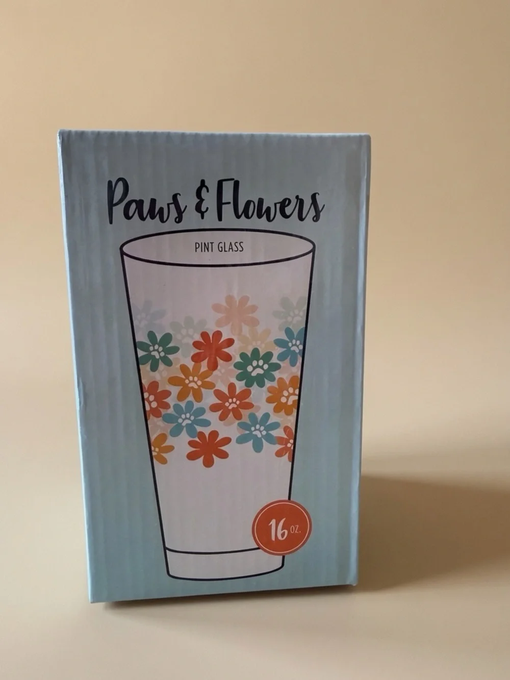 NWT CatLadyBox “Paws & Flowers” Pint Glass (16 oz)